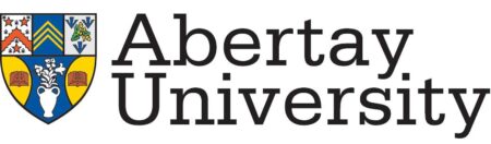 Abertay University logo which contains the University coat of arms next to the words Abertay University written in black letters on white background.
