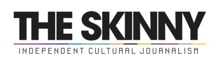 The Skinny logo. Black writing on white background.