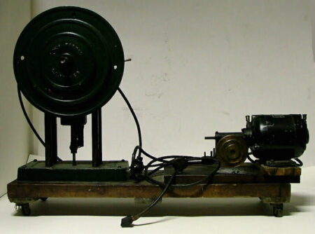 Brodie-Starling Long Paper Kymograph Unit.A kymograph (which means ‘wave writer’) is a device that geographically records changes in position over time. The Kymograph consists of a revolving drum wrapped in paper and a stylus that moves back and forth recording any changes such as pressure or motion on that paper.