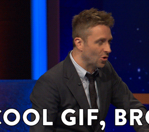 A moving image ( or GIF ) of a person turning towards the camera and saying " Cool GIF Bro ". The words Cool GIF Bro is also written at the bottom of the screen in white capital letters.