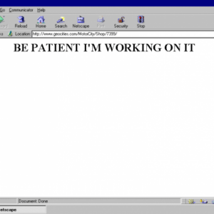 A screen grab of a webpage with the words " Be patient I'm working on it" written in black writing on a white background.