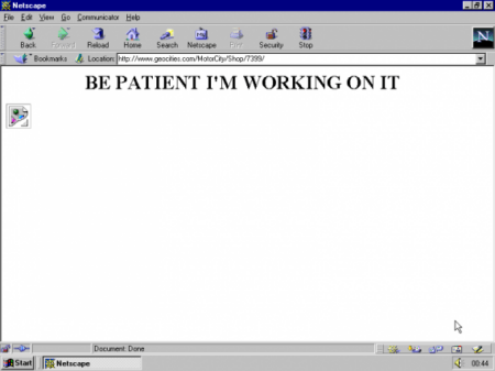 A screen grab of a webpage with the words " Be patient I'm working on it" written in black writing on a white background.