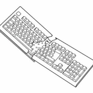 A computer generated illustration of a computer keyboard which is split into two halves.
