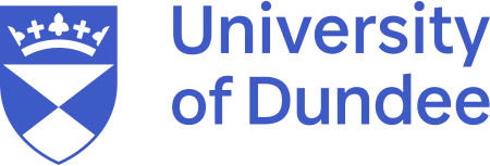 University of Dundee logo. Blue letters on white background.
