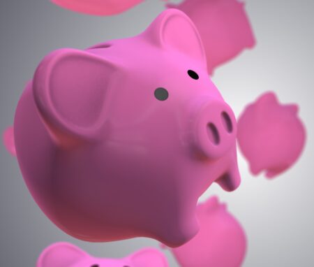 A computer generated image of a bright pink piggy bank.