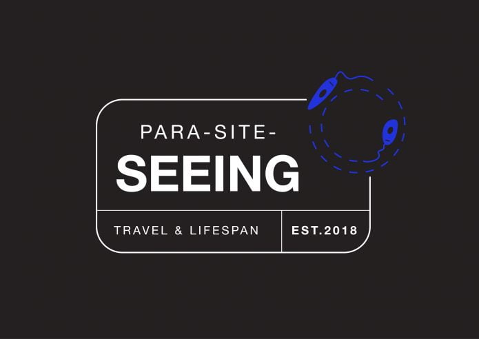 Para-site-seeing logo. White writing on black background.