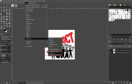 Screen shot of instructions on exporting image as GIF