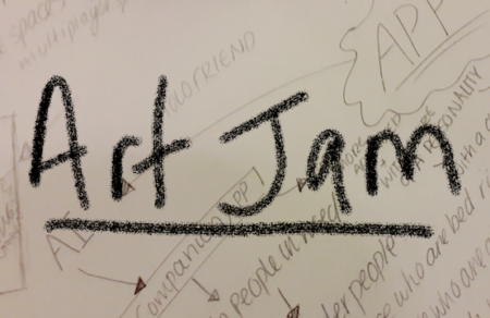 The words Art Jam written in large black letters.