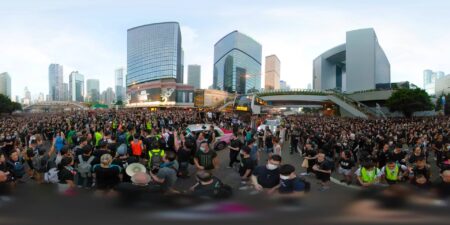 360° Image of protesters in Hong Kong.
