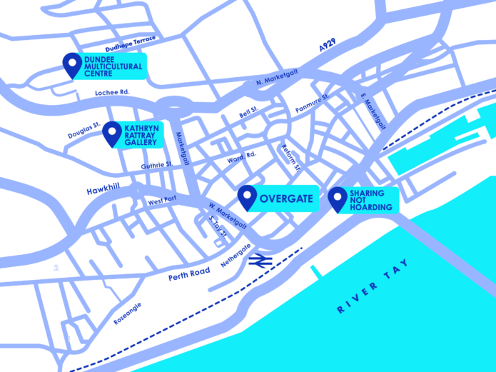 Map of Dundee showing where NEoN events are happening.
