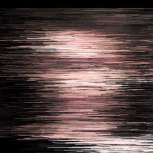 Blurred digital image. Pink and white blurred lines on a black background.