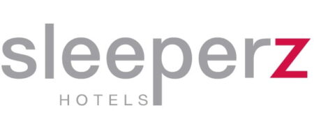 Sleeperz Hotels logo. Grey writing on a white background, the Z is red in colour.