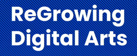ReGrowing Digital Arts logo. The letters are white on a blue background.